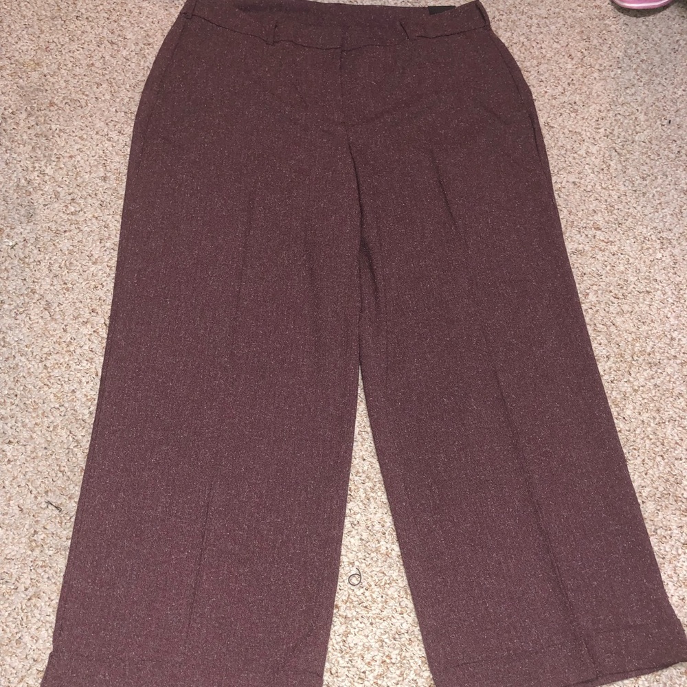 Speckled wide leg cuffed trousers